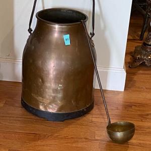 Photo of Antique Copper Milk Can and Ladle, Possibly from Sweden