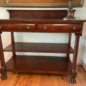Photo of Vintage Three-Tiered Glass-Topped Clawfoot Mahogany Buffet Table