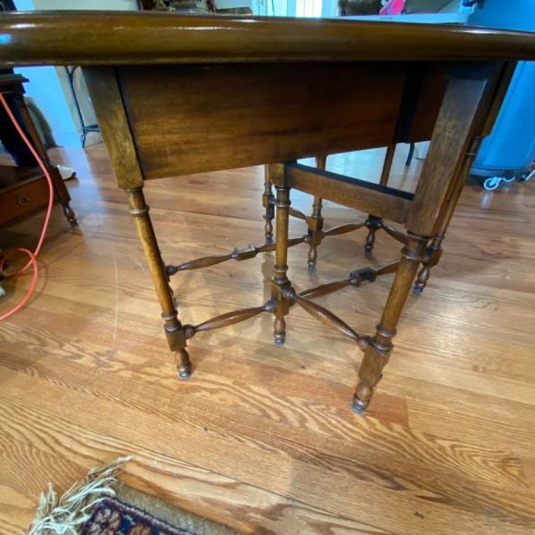 Photo of Antique Drop Leaf Side Table with One Drawer