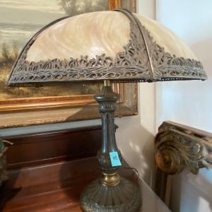 Photo of Antique Bradley and Hubbard Slag Glass Lamp