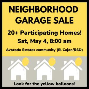 Photo of 20+ HOMES! Avocado Estates Community Garage Sale, Sat 5/4, 8:00 am
