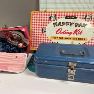 Photo of Vintage 2 metal small boxes and 1 play diaper bag