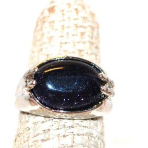 Photo of Size 6 Black 10k Cushion Shaped Crackled Stone STERLING SILVER .925 Ring (5.5g)