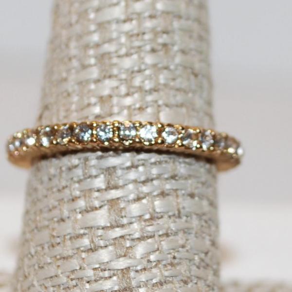 Photo of Size 8¾ Eternity Style Ring with Clear Stones--Also Has Single Stone on INSIDE 