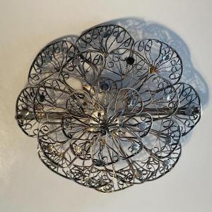Photo of Vintage .800/.900 Silver Filigree Flower Pin 2-3/4" Diameter in VG Preowned Cond