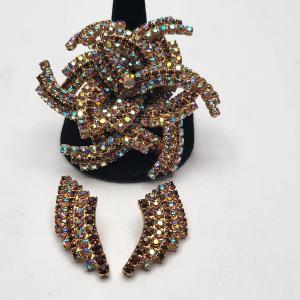 Photo of Impressive Vintage Pinwheel Brooch & Clip Earrings