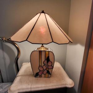 Photo of Tiffany-Style Stained Glass Lamp Pink Floral