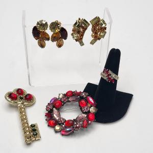 Photo of Vintage Rhinestones in Red and Amber