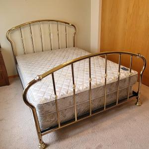 Photo of Brass Frame Bed Serta Queen Mattress