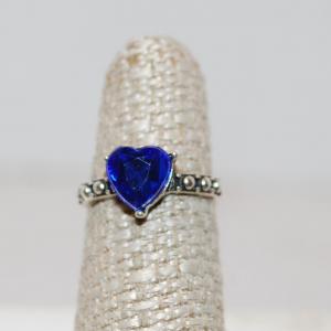 Photo of Size 6 Royal Blue Single Heart Stone Ring with Half Sphere Accents (2.0g)