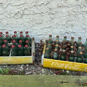 Photo of LOT 119OS: Two Vintage Coca Cola Wooden Crates Filled With Glass Bottles With Bo