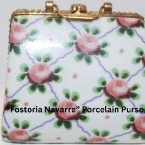 Photo of "Fostoria Navarre" Flowered Porcelain Purse Trinket Box 2½" x 2" x 1½"