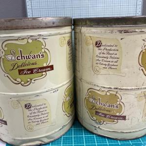 Photo of Vintage Schwan’s ice cream tins with lids