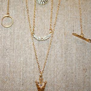 Photo of Multi-Layered Angel Wing, Spear & Arrow Rose Gold Necklace 28" L