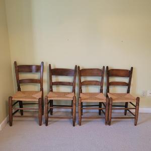 Photo of Four Wooden Chairs with Rush Woven Seats (PB-CE)