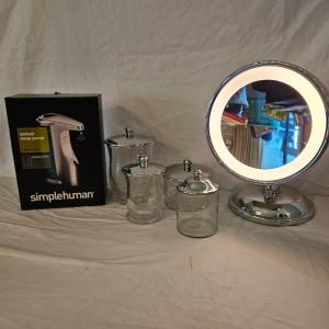 Photo of SimpleHuman Sensor Soap Pump, Lighted Vanity Mirror and Glass Containers (DR-DW)