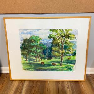 Photo of "Pasture" Signed by David Parker, Matted and Framed (S-SS)