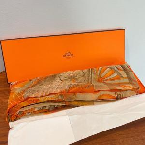 Photo of Hermes Silk 54” Square Shear Silk Scarf, Box