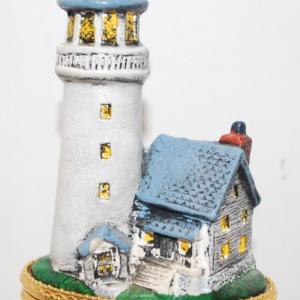 Photo of "Lighthouse & House" Jewelry Hinged Trinket Box 4½" x 2½"