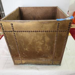 Photo of Vintage Metal Riveted Coal Kindling Firewood Box 16x16