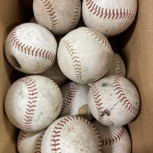 Photo of Box of vintage baseballs