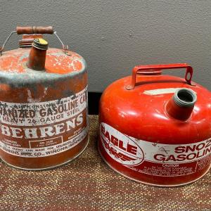 Photo of Vintage Eagle and Behrens gas cans