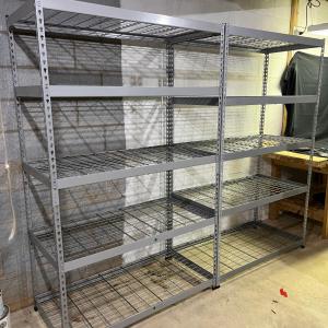 Photo of Two Metal Shelving Units With Adjustable Shelves (BS-MG)