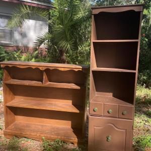 Photo of Vintage Wood Bookcases, Vsnity Bench