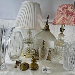 Photo of Cut Crystal lamps Table brass and glass lamp, Crystal Vases