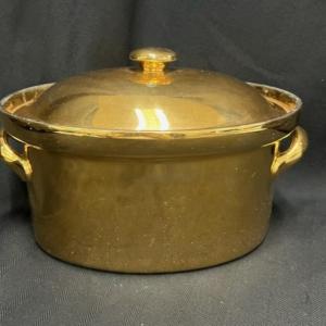 Photo of Gump's Vintage Hall China Co. Golden Casserole