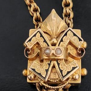 Photo of Antique Victorian Cannetille Locket and Chain 14K