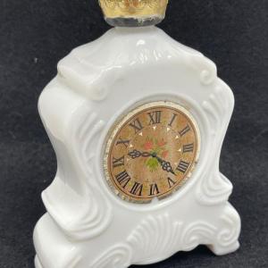 Photo of Cologne Bottle Clock Shaped white milk glass Avon