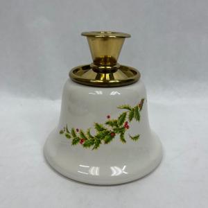 Photo of Teleflora Holly Christmas Decor Candlestick Holder brass & ceramic