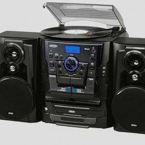 Photo of Jensen Bluetooth 3 Speed Stereo Turntable 3 CD Changer Music System with Dual Ca