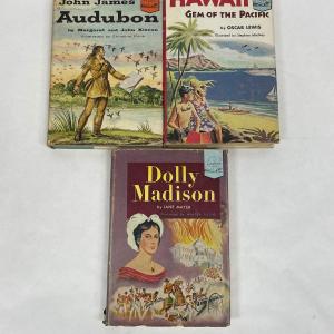 Photo of 3 pc Lot Landmark Books Children’s Historical Novel Series - Hawaii, Audubon, 