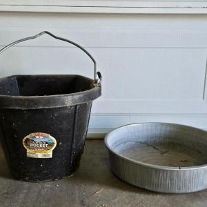 Photo of Farm Flat Back Bucket and Aluminum Feed Pan
