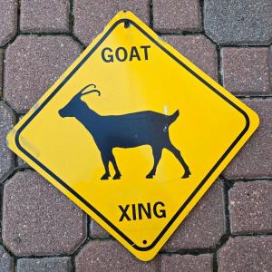 Photo of Vintage Metal Goat Crossing Sign