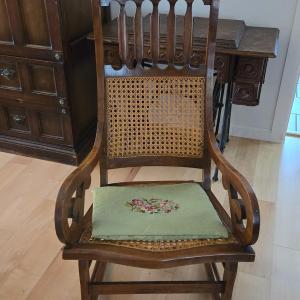 Photo of Antique Pennsylvania Wood & Cane Rockin Chair