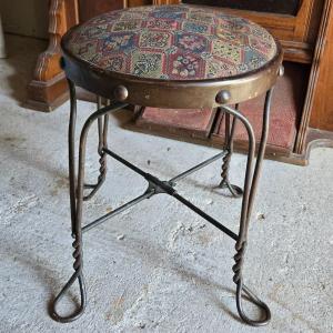 Photo of 1920's Antique Metal Padded Ice Cream Parlor Stool