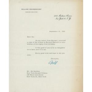 Photo of William Zeckendorf signed letter