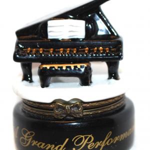 Photo of Petite "A Grand Performance" Black & White Piano Trinket Box 2 1/4" H x 1 1/4" D