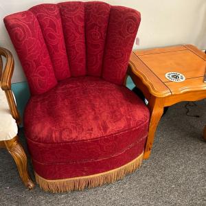 Photo of Red Upholstered Vanity Chair