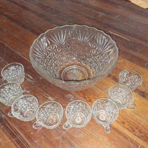 Photo of Crystal Punch bowl with 8 mugs