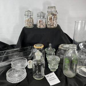 Photo of Vintage bottles , sea shells, glassware
