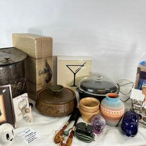 Photo of Ceramics, indigenous, stoneware, antique metal ash carrier