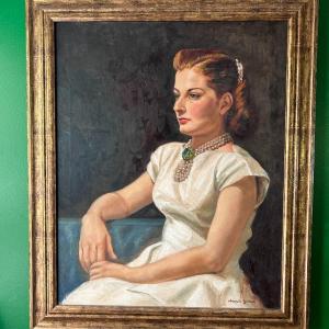 Photo of Vintage Oil Painting, Portrait of a Lady