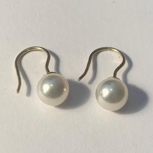 Photo of 14k Yellow Gold / 9mm Cultured Pearl Earrings