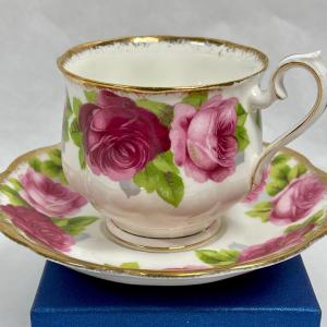 Photo of Tea Cup and Saucer Pink Roses Royal Albert Bone China Old English Roses