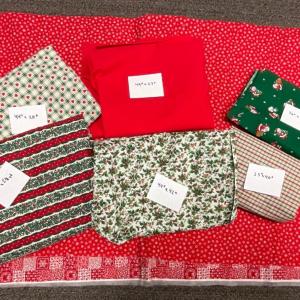 Photo of 7 various Christmas colors and patterns Sewing Fabric Material Remnants Lot