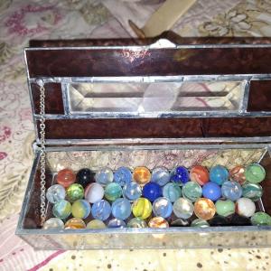 Photo of Glass Jewelry box with marbles